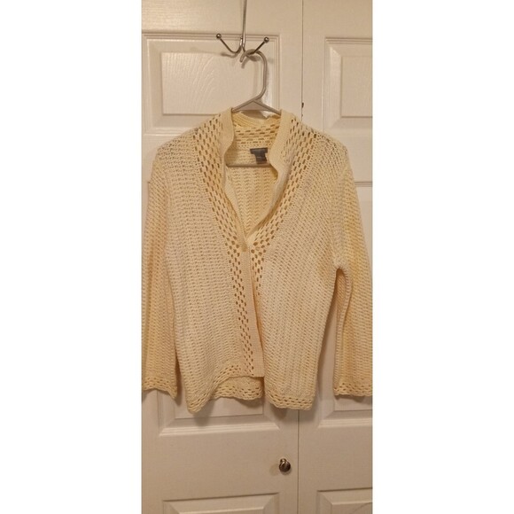 Ann Taylor Ivory loose knit open front cardigan - Picture 3 of 9